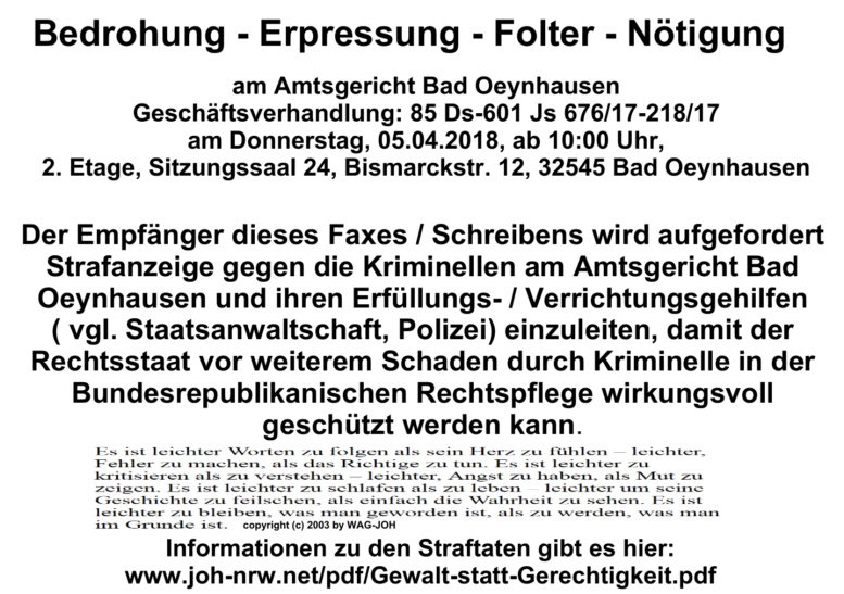 Bedrohung, Erpressung, Folter, Nötigung Bedrohung, Erpressung, Folter, Nötigung