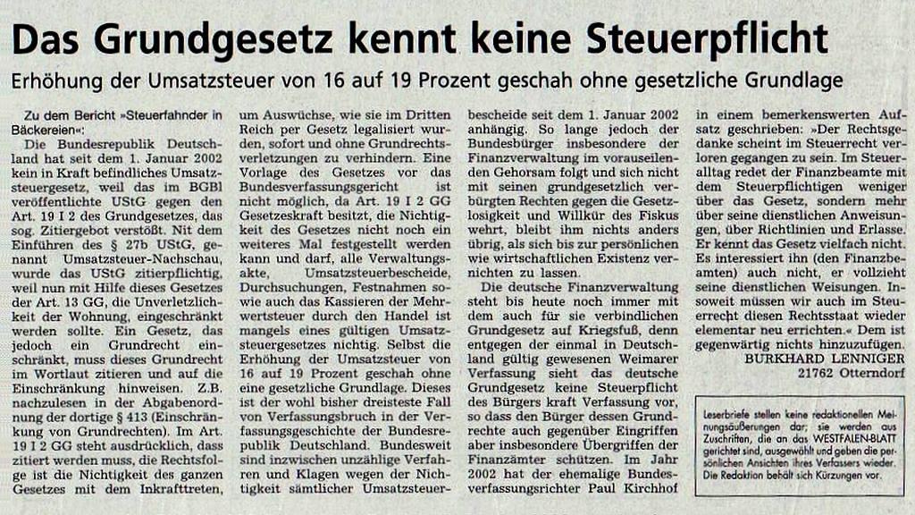 Keine Steuerpflicht im GG Keine Steuerpflicht im GG