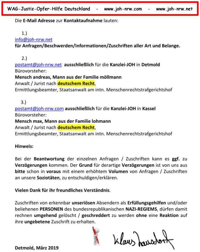 EMail Adressen der JOH EMail Adressen der JOH